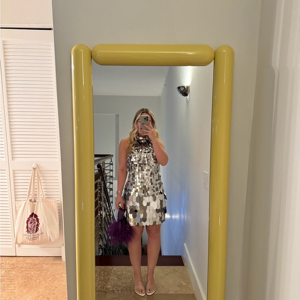 Nasty Gal Metallic Silver Backless Dress